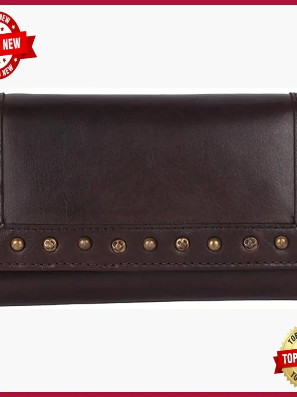 Vintage Italian Leather Studded Trifold Wallet with Zipper Coin Purse